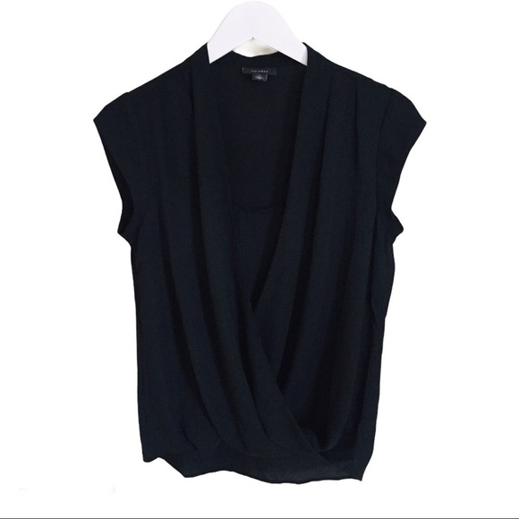 HALOGEN (Nordstrom) Surplice Blouse With V Neck Black Size XS - Picture 3 of 11